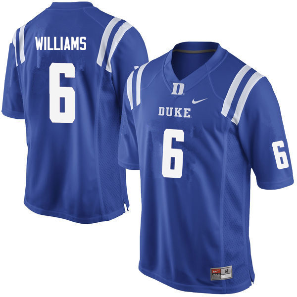 Duke Blue Devils #6 Mason Williams College Football Jerseys Sale-Blue